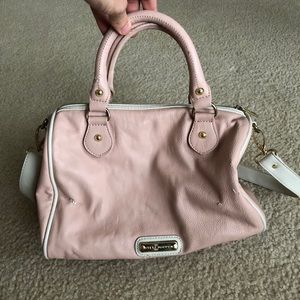 Pink white faux leather purse